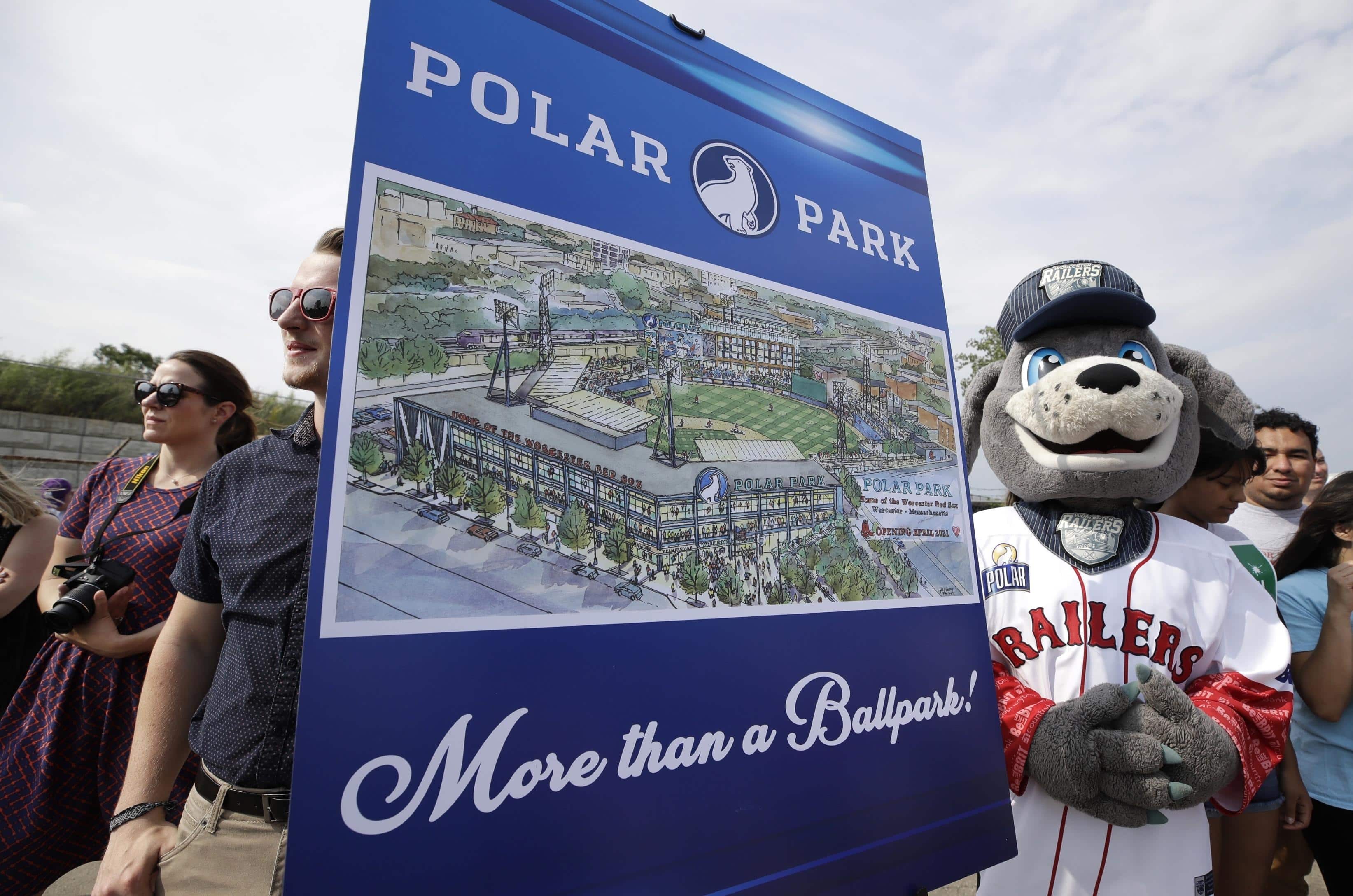 Construction of Polar Park, new sports and recreation venue in Worcester, featuring modern design and fan-friendly amenities.