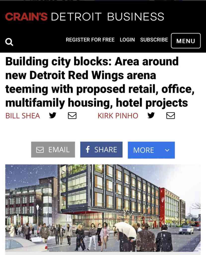 Subsidy stadium Detroit Red Wings arena development concept.