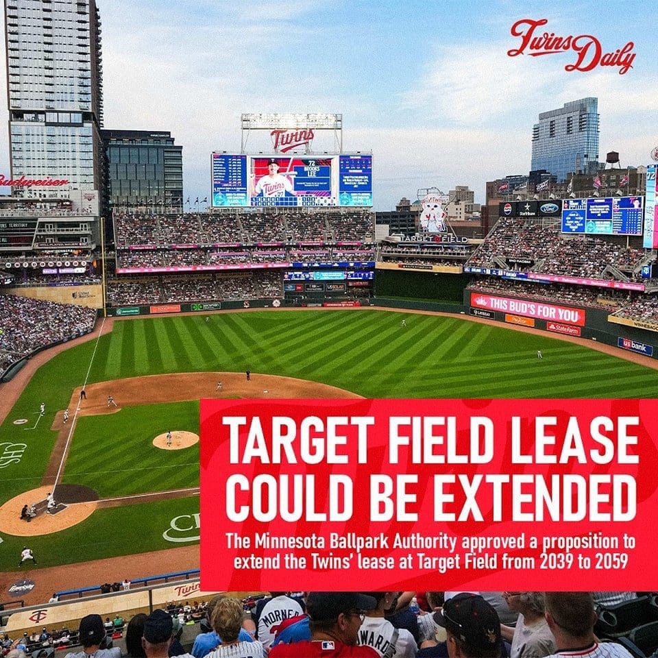 Target Field Twins baseball stadium, with revised lease extension plan, during game.